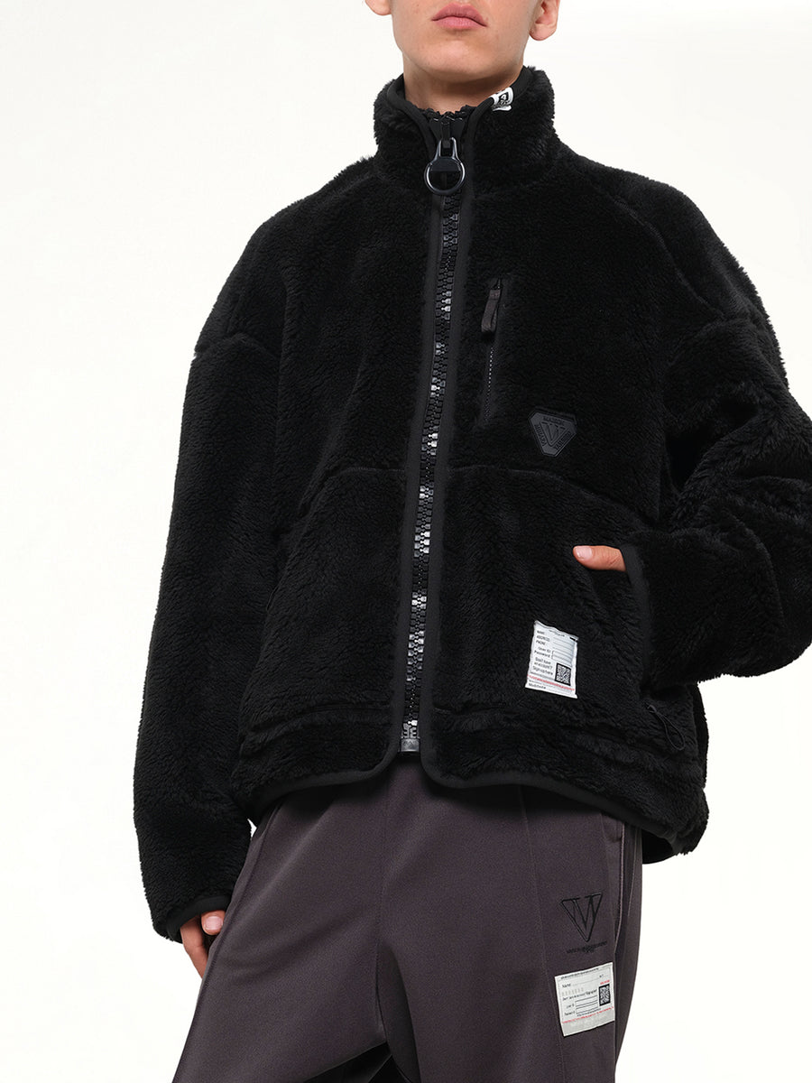 Wide Back Boa Blouson in Black