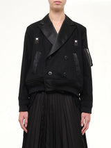 Wool Flannel x Nylon Twill Jacket in Black