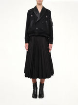Wool Flannel x Nylon Twill Jacket in Black