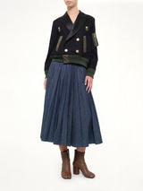 Wool Flannel x Nylon Twill Jacket in Navy