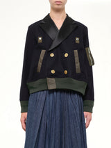 Wool Flannel x Nylon Twill Jacket in Navy