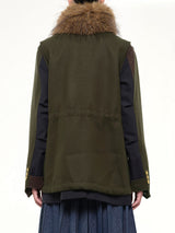 Wool Melton x Suiting Jacket in Khaki/Navy