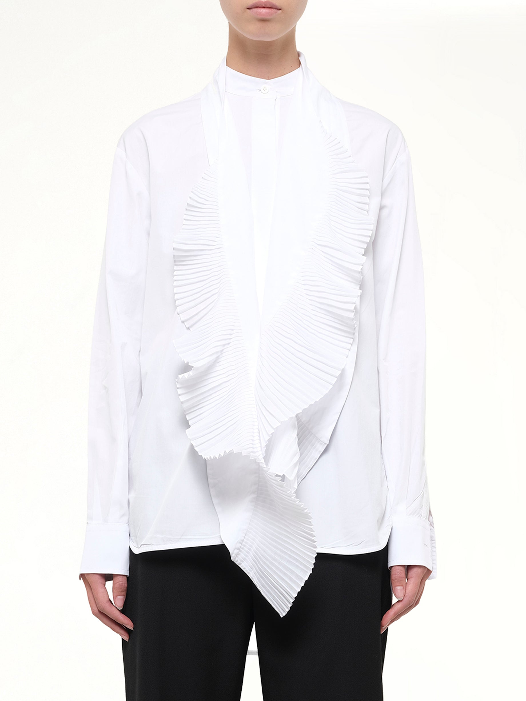 Bib Long Sleeve Shirt in White