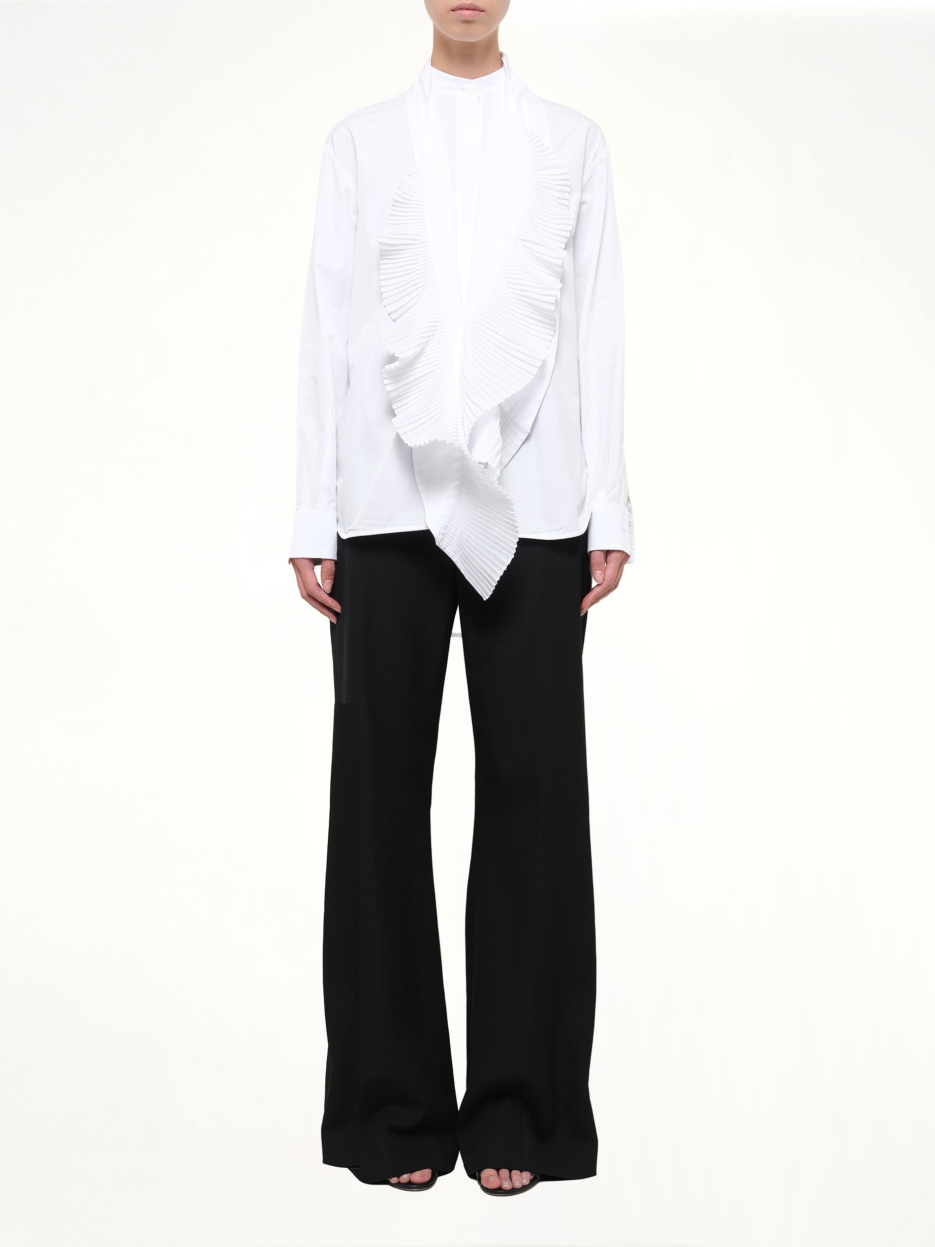 Bib Long Sleeve Shirt in White