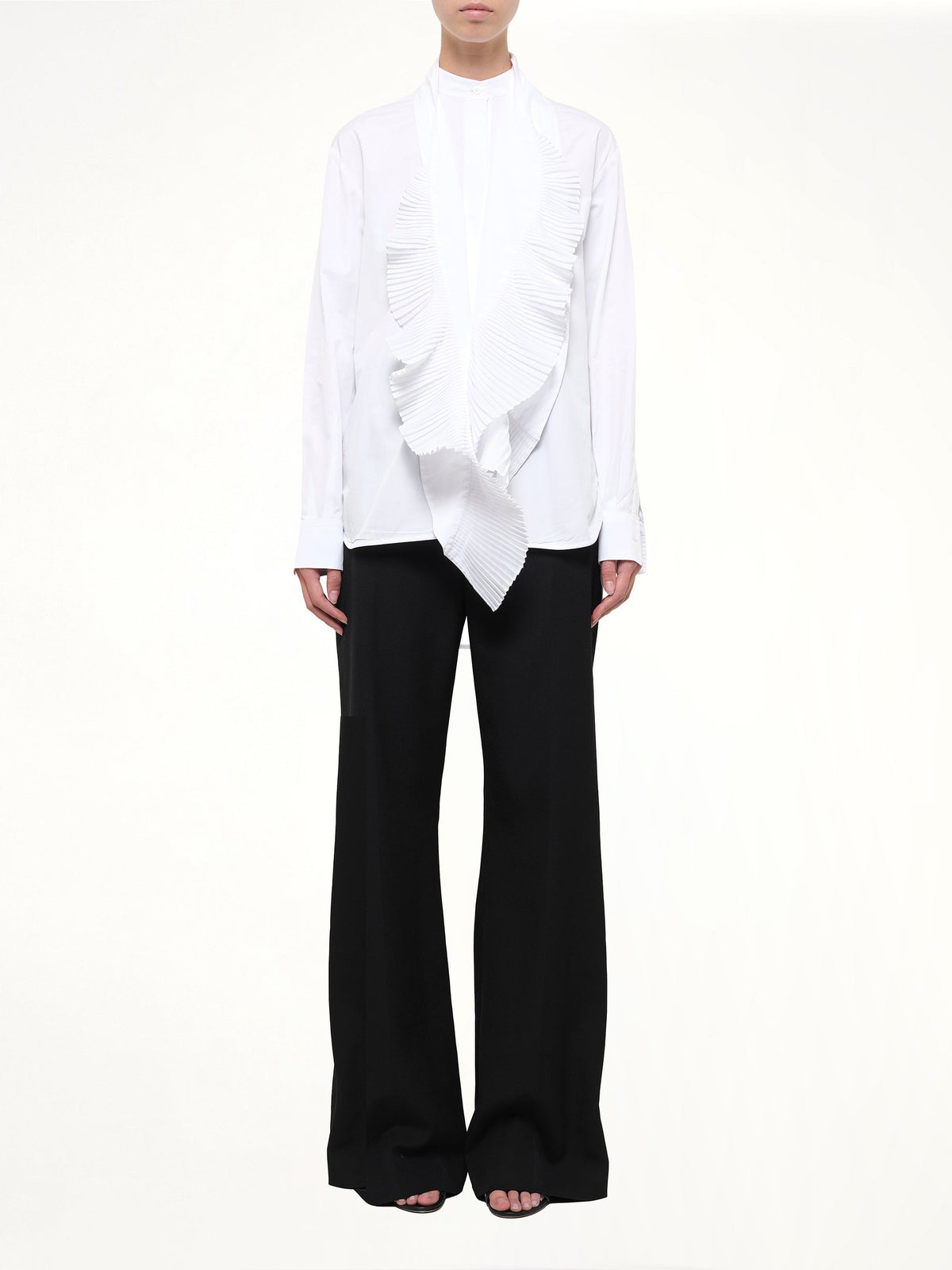 Bib Long Sleeve Shirt in White
