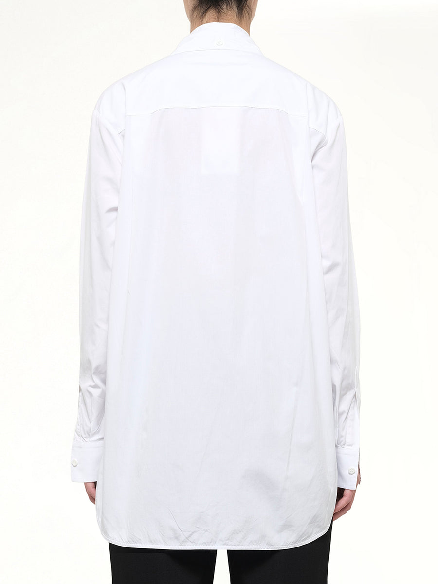 Bib Long Sleeve Shirt in White