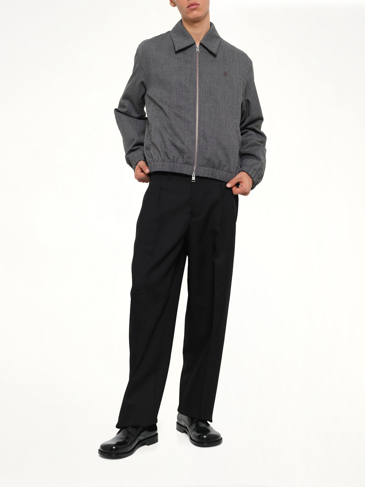 Ami De Coeur Padded Zipped Jacket Charcoal Grey