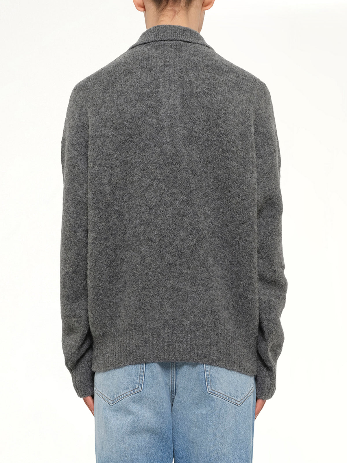 Ami Polo Sweater in Charcoal Grey