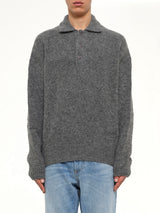 Ami Polo Sweater in Charcoal Grey