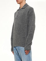 Ami Polo Sweater in Charcoal Grey