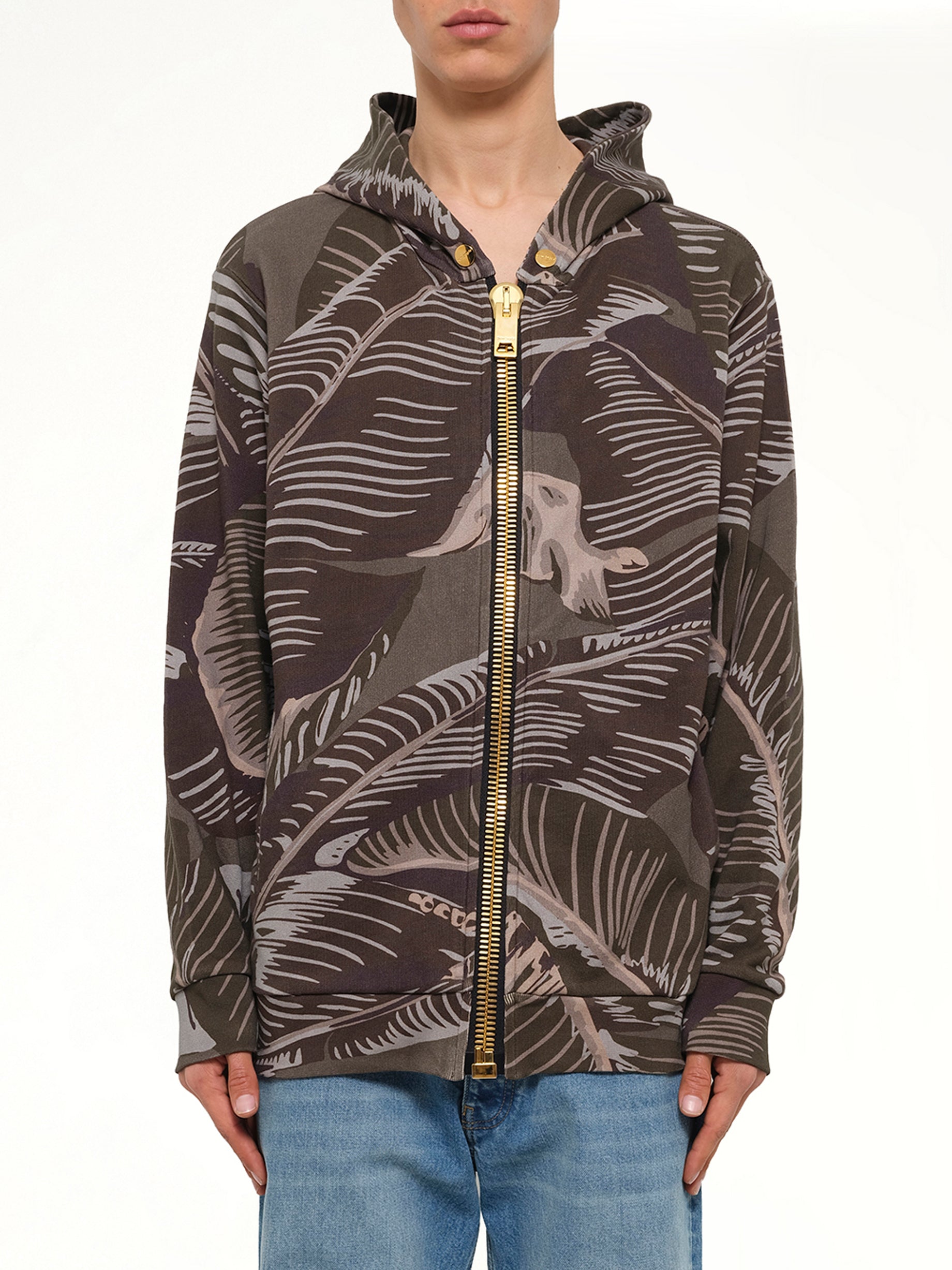 Banana Leaves Zip Hoodie in Multicolor