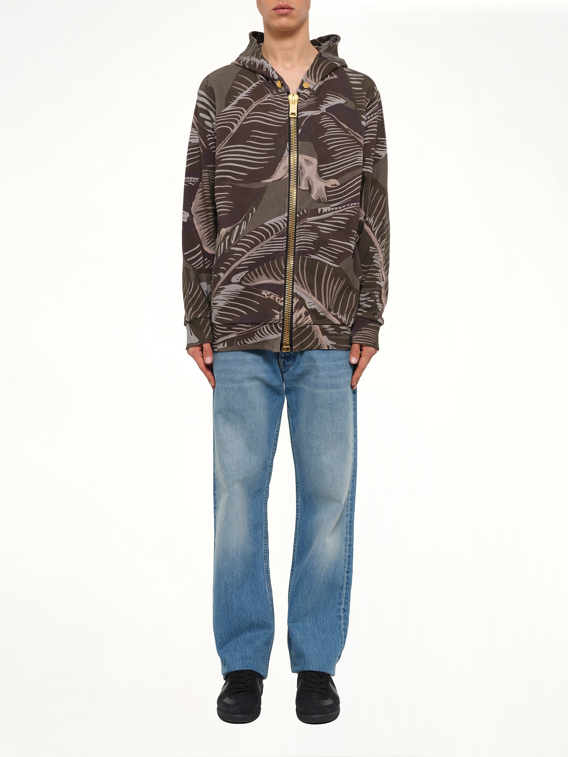 Banana Leaves Zip Hoodie in Multicolor