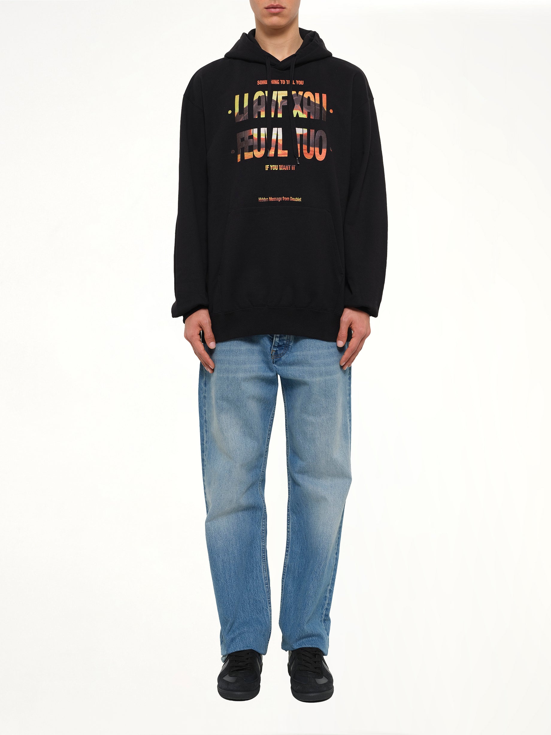 Hidden Msg Emb Hoodie in Black