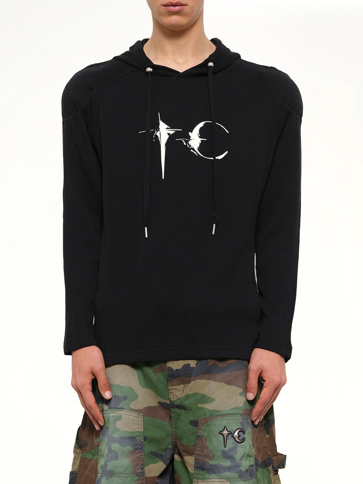Bulk Shoulder Glow In The Dark Hoodie in Black
