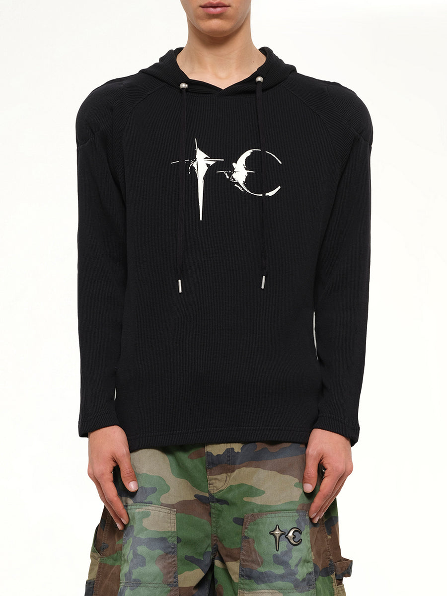 Bulk Shoulder Glow In The Dark Hoodie in Black
