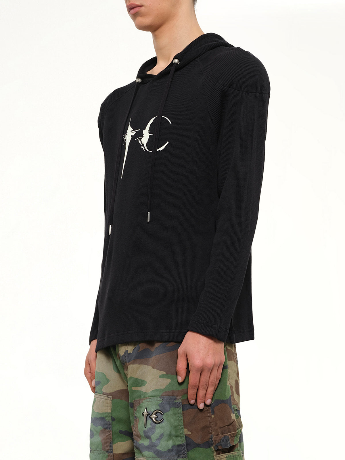 Bulk Shoulder Glow In The Dark Hoodie in Black