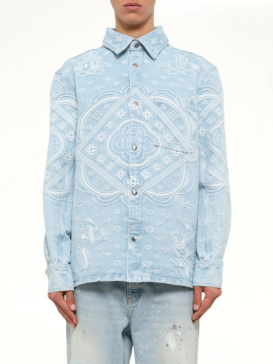 Carpet Jacquard Denim Shirt in Blue