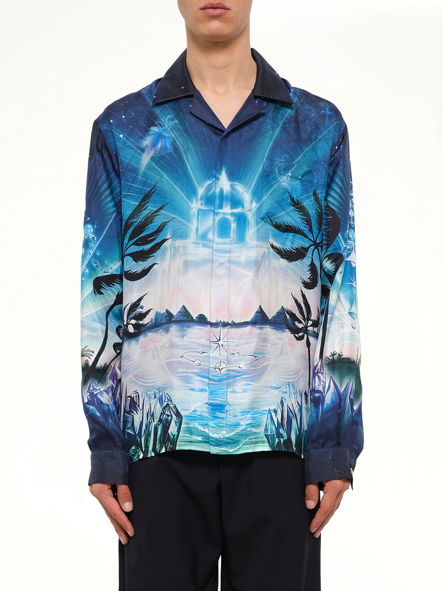 Crystal Alchemy Cuban Collar LS Shirt in Multicolour