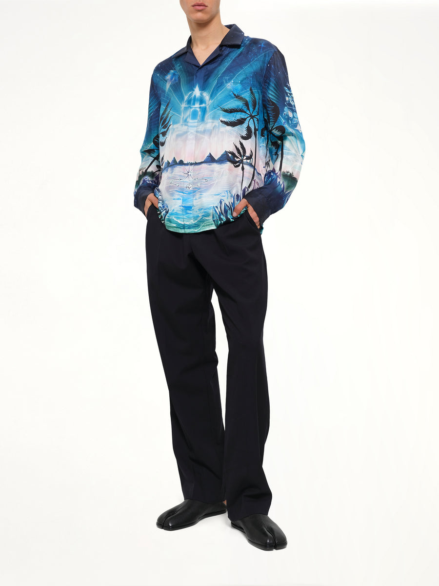 Crystal Alchemy Cuban Collar LS Shirt in Multicolour