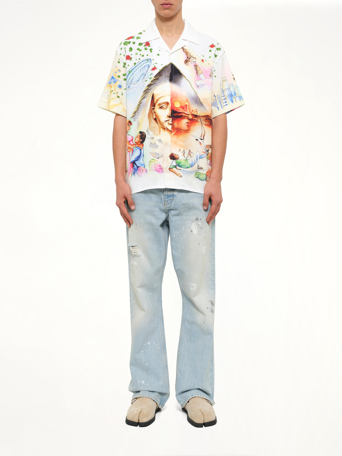 Egyptian Arts Cuban Collar SS Shirt in Multicolour