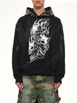 Hotheaded Riding Skull Hoodie in Black