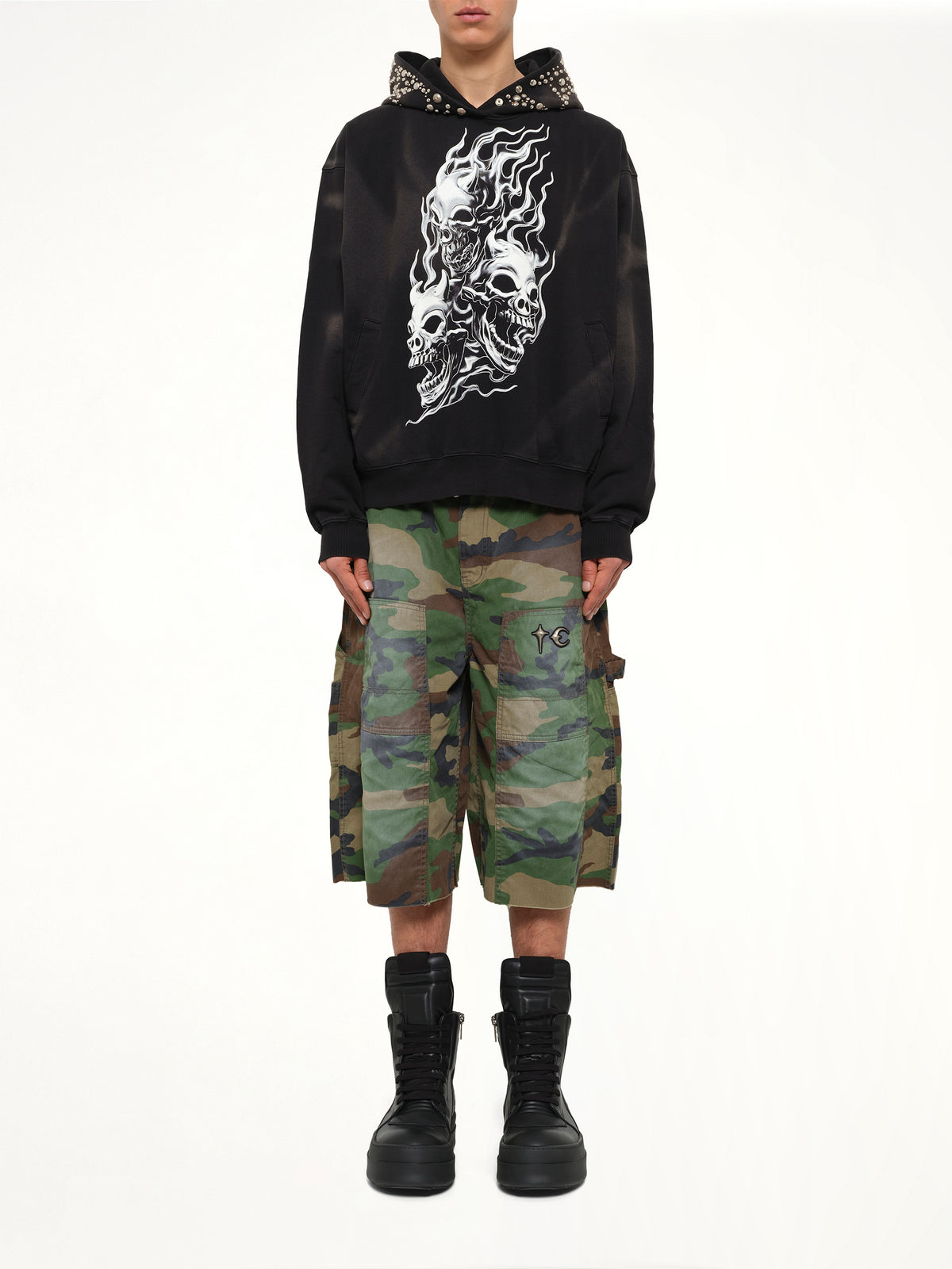 Hotheaded Riding Skull Hoodie in Black