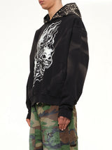Hotheaded Riding Skull Hoodie in Black