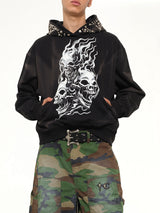 Hotheaded Riding Skull Hoodie in Black