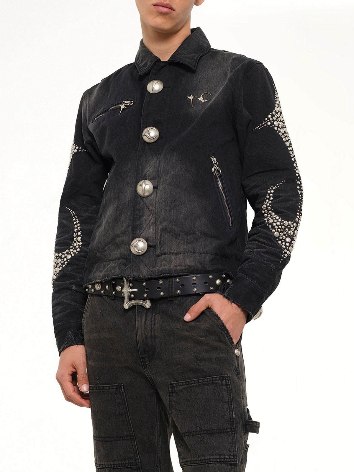 Iron Steel Focus Denim Jacket in Black