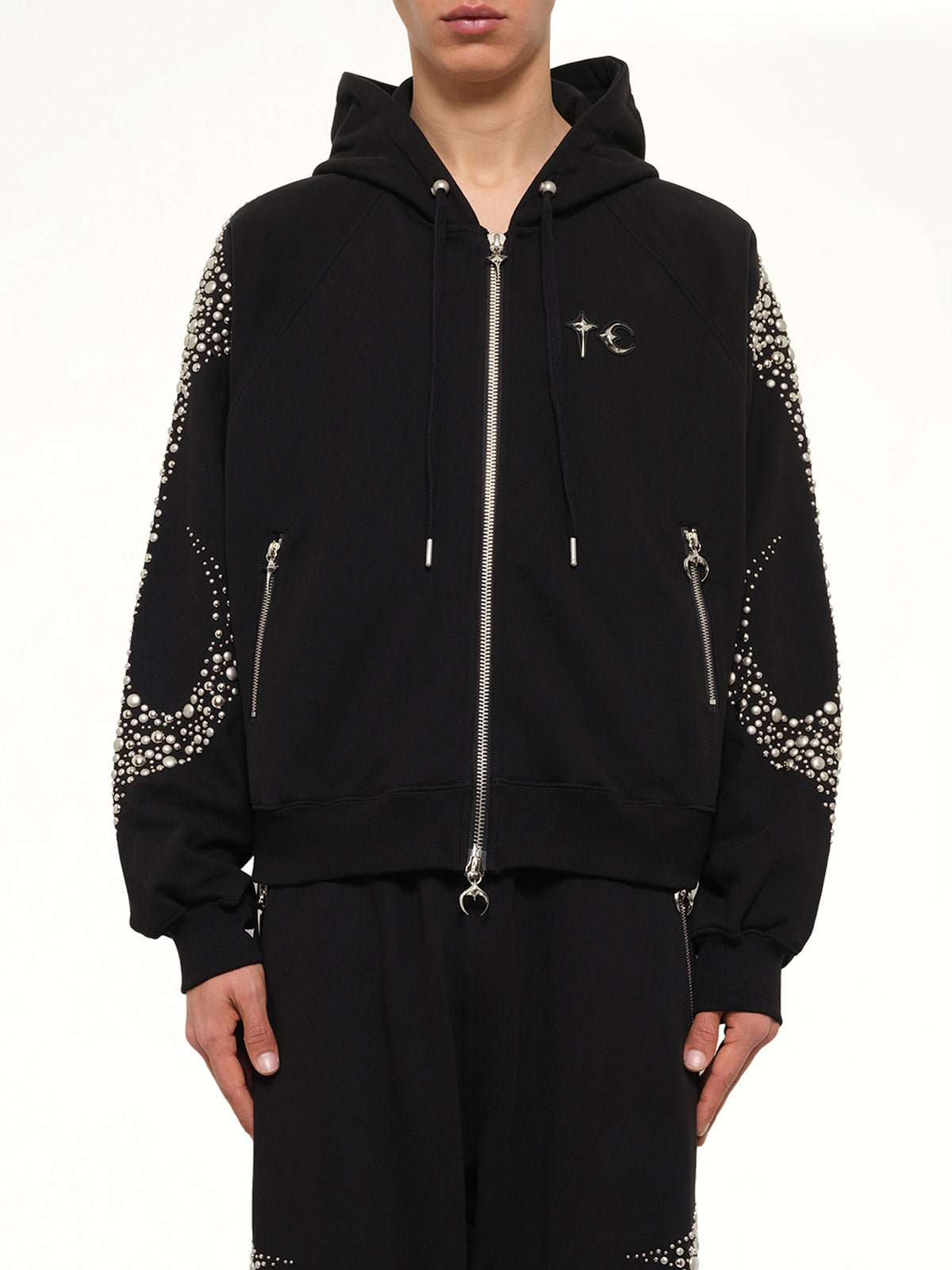 Iron Steel Focus Zip-Up Hoodie in Black
