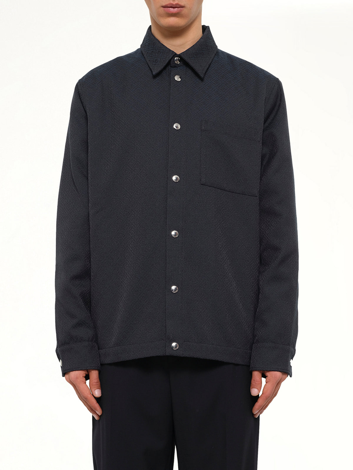 Poly Cotton Quilted Shirt in Dark Teal