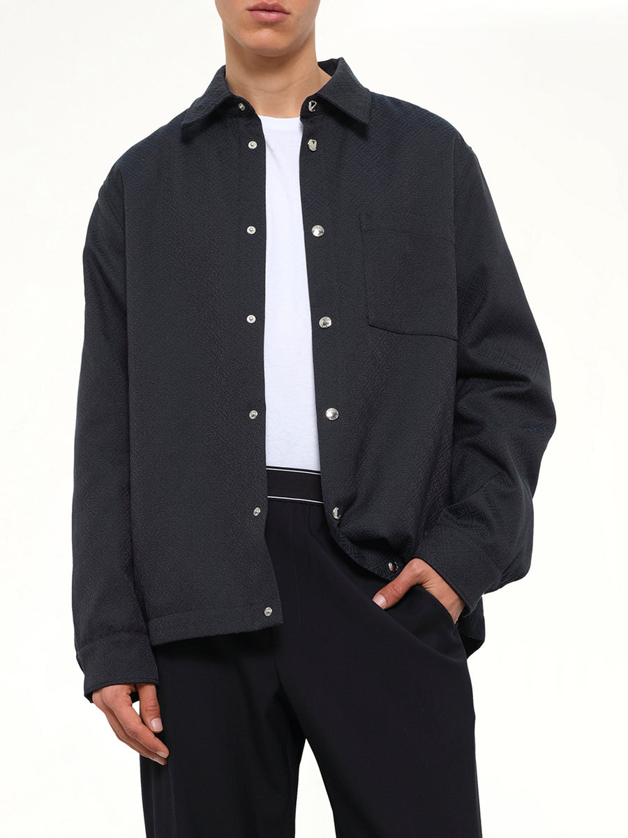 Poly Cotton Quilted Shirt in Dark Teal
