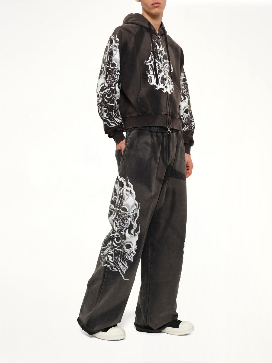 Six Riding Skull Sweatpants in Black