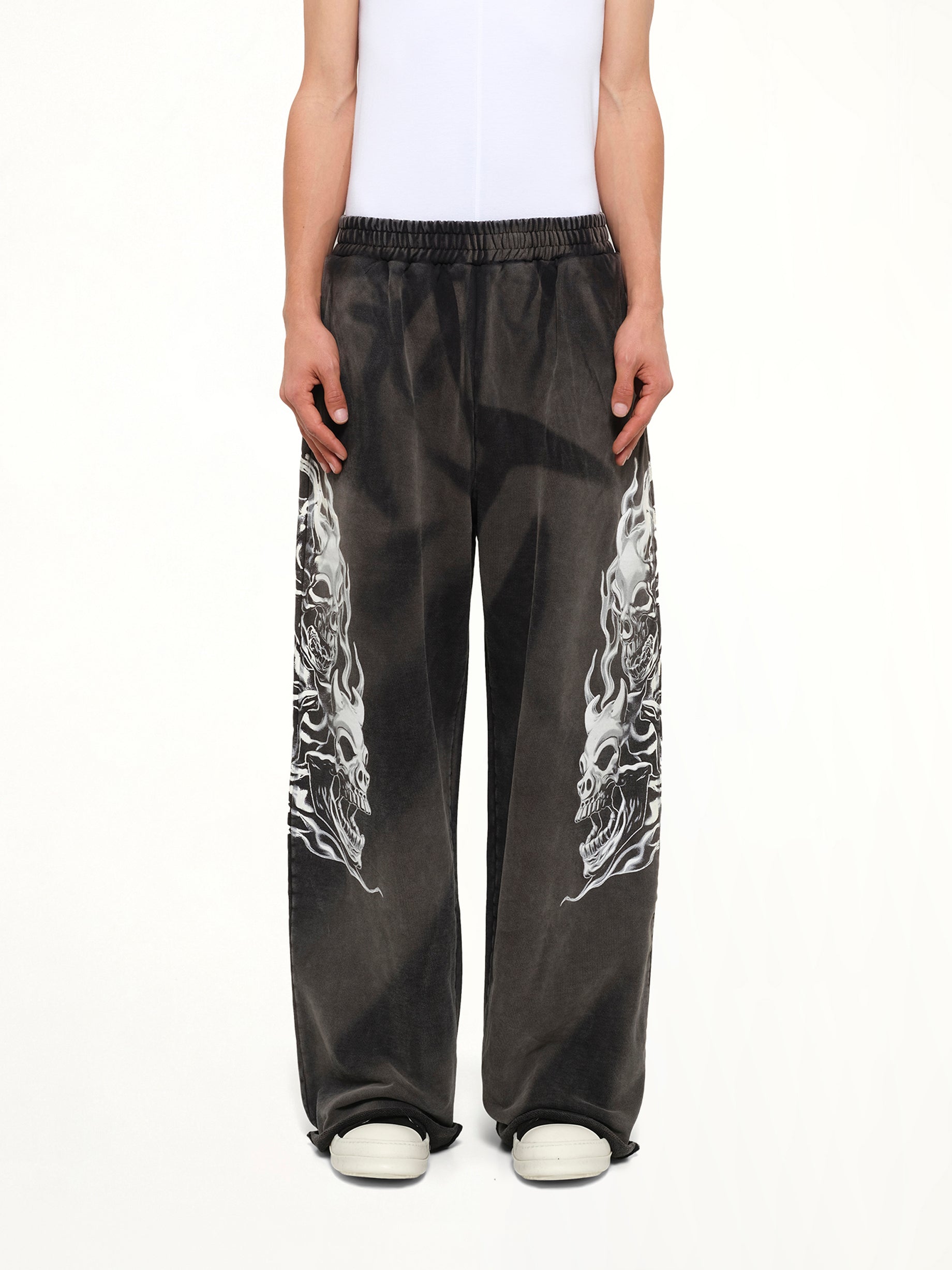 Six Riding Skull Sweatpants in Black