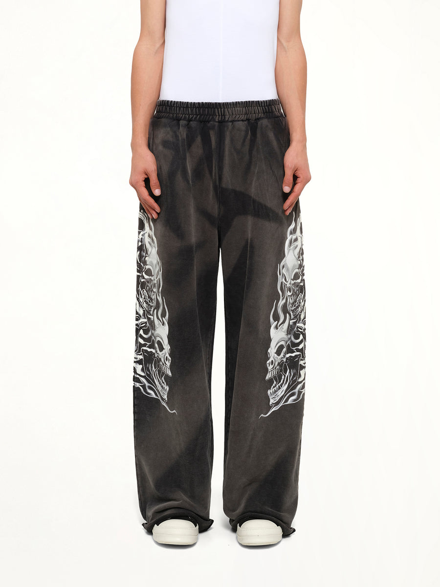 Six Riding Skull Sweatpants in Black