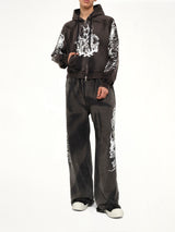 Six Riding Skull Zip-Up Hoodie in Black