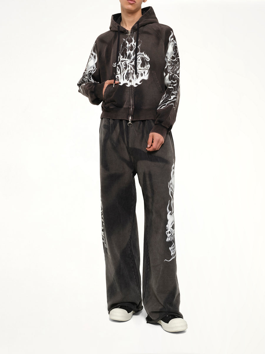 Six Riding Skull Zip-Up Hoodie in Black