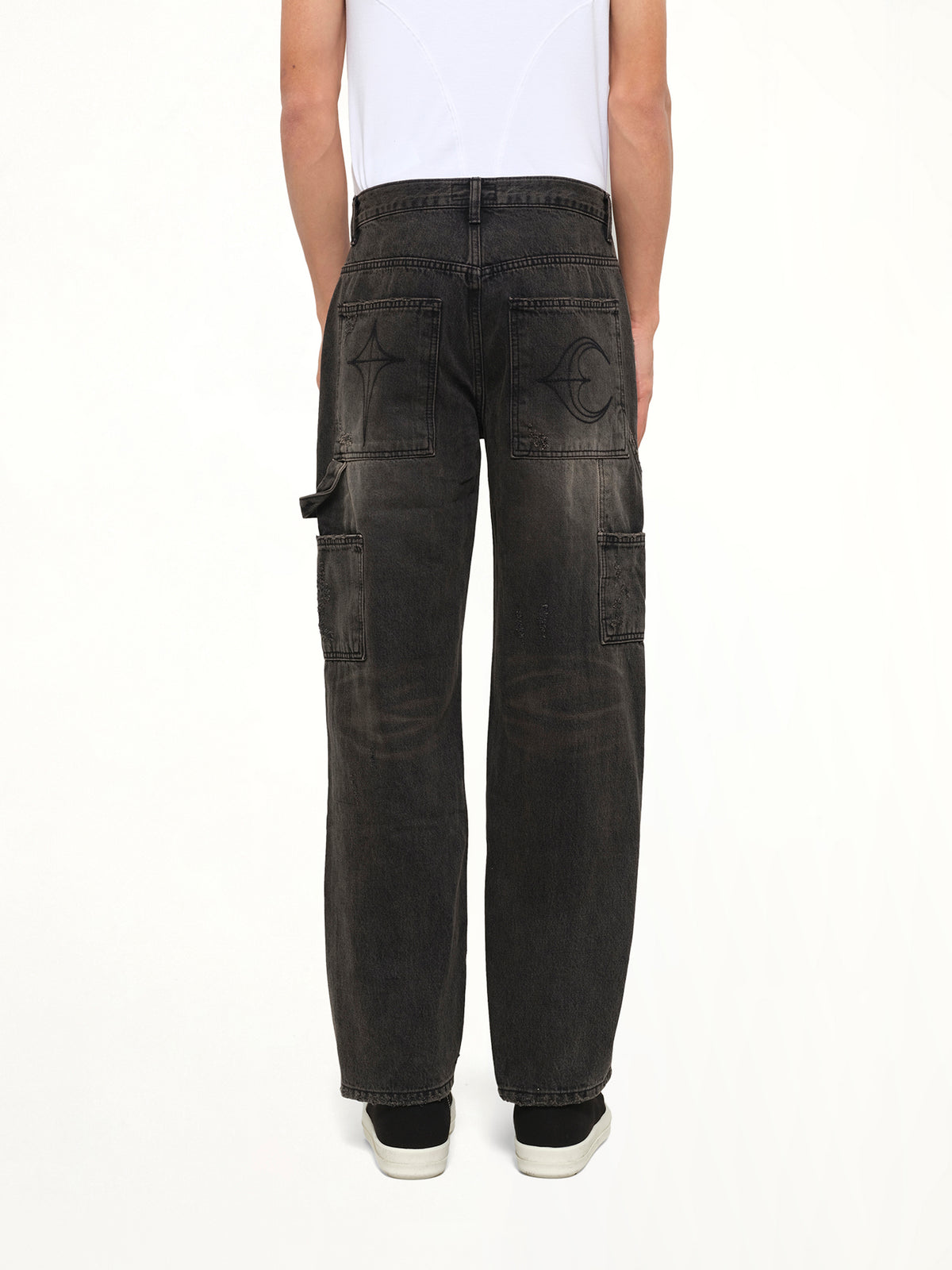 Studded Knee Carpenter Pants in Black