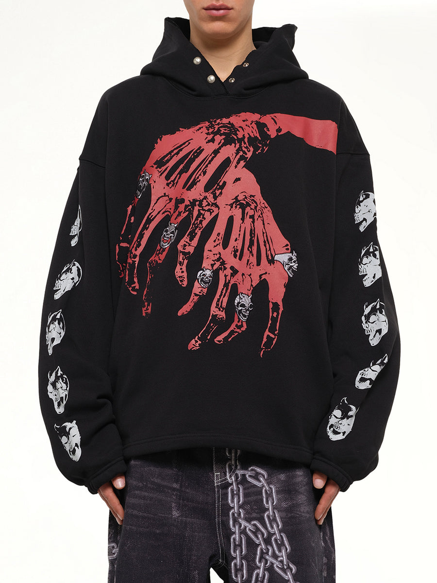 TC Bone Cross Hoodie in Black