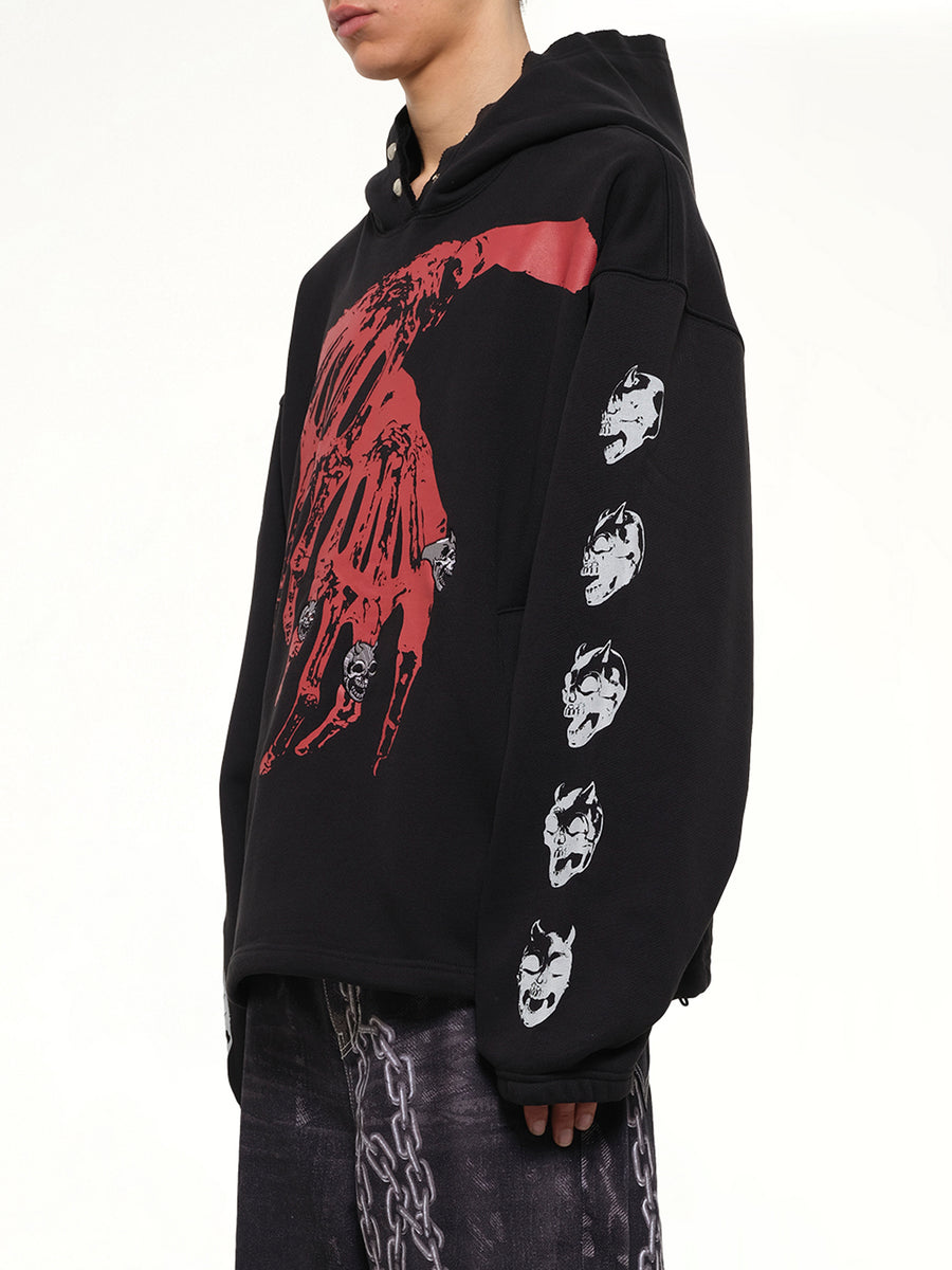 TC Bone Cross Hoodie in Black