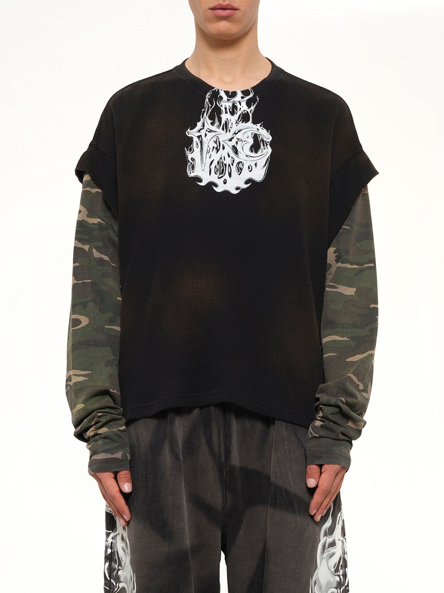 TC Hellfire Layered T-Shirt in Camo/Black