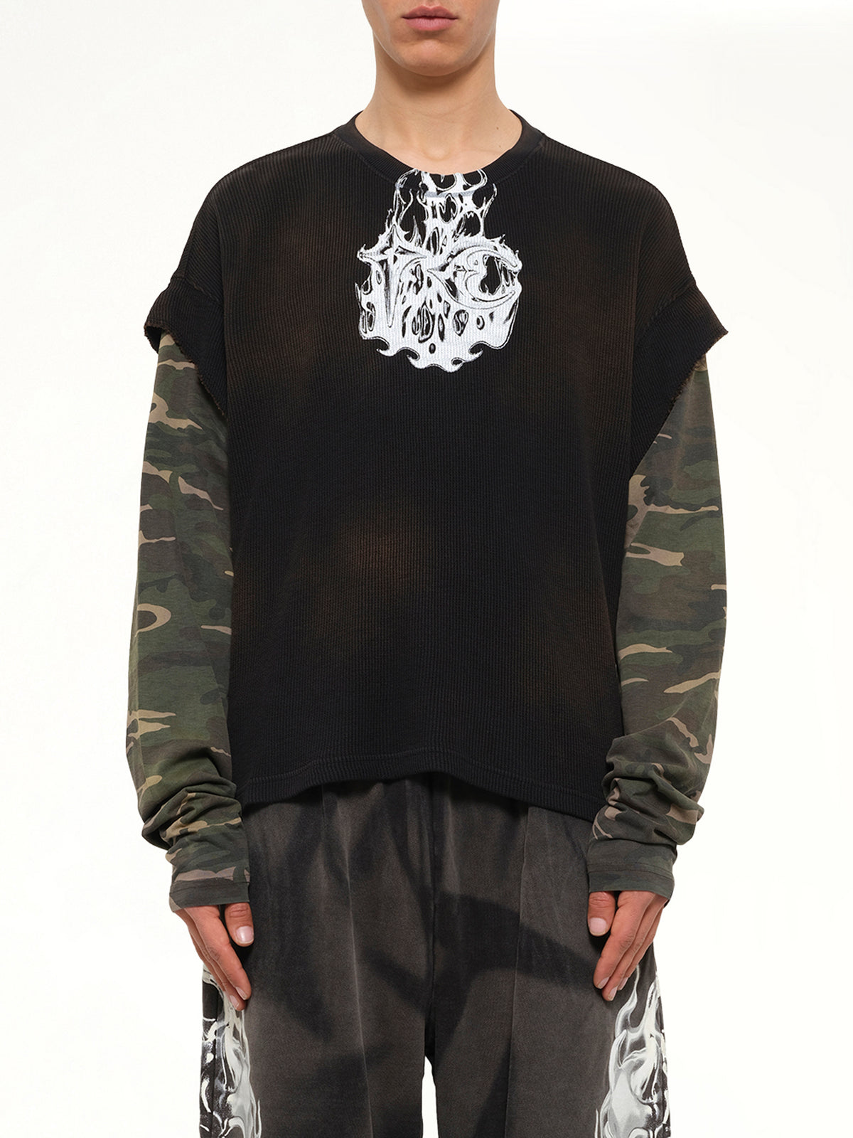 TC Hellfire Layered T-Shirt in Camo/Black