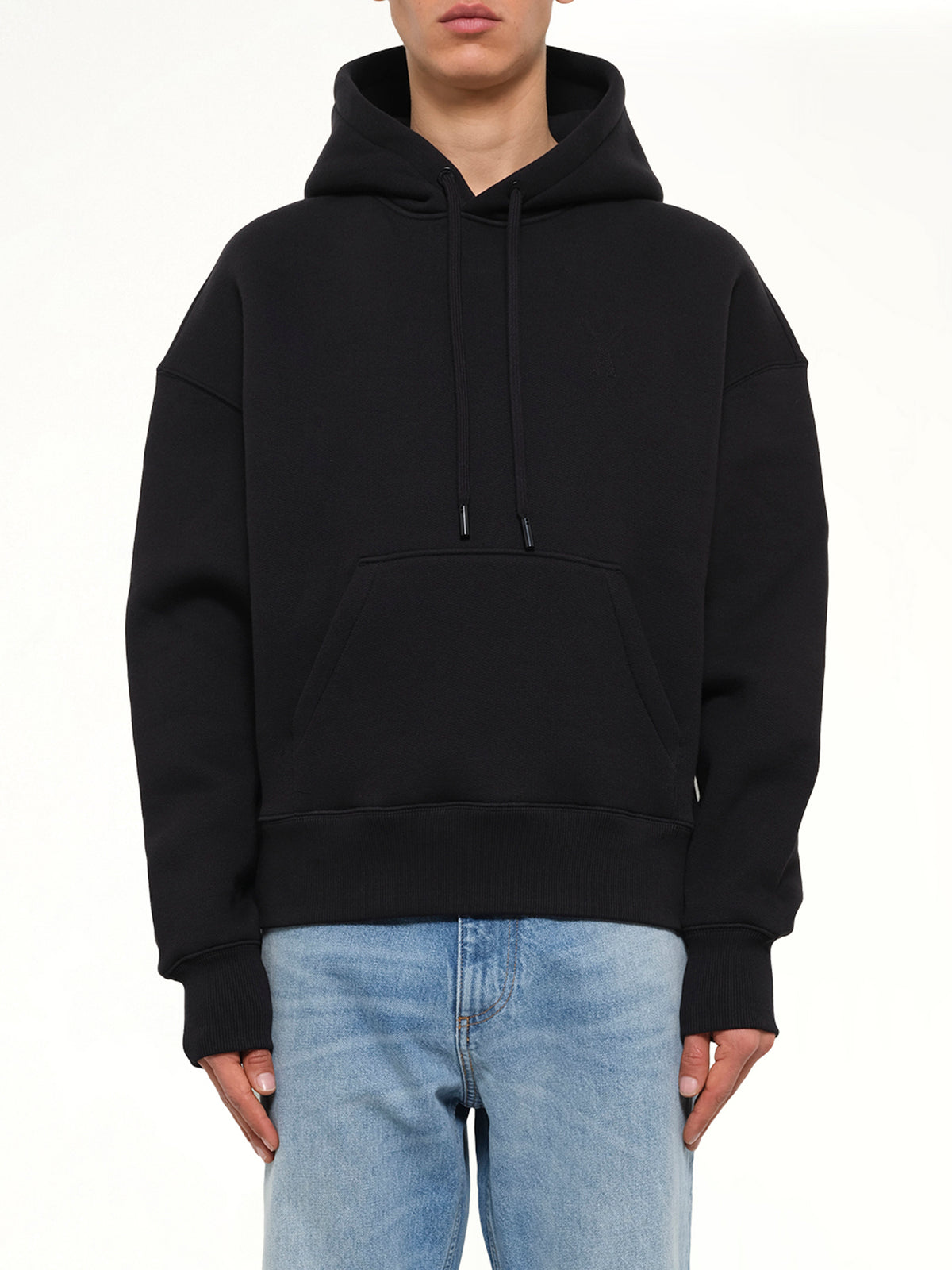 Embossed Ami De Coeur Hoodie in Black
