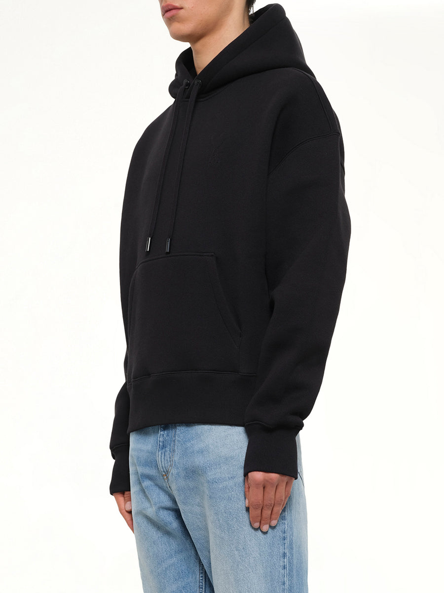 Embossed Ami De Coeur Hoodie in Black