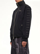 Triple Line Stud Track Jacket in Black