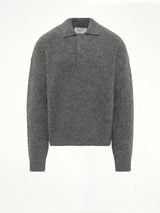 Ami Polo Sweater in Charcoal Grey