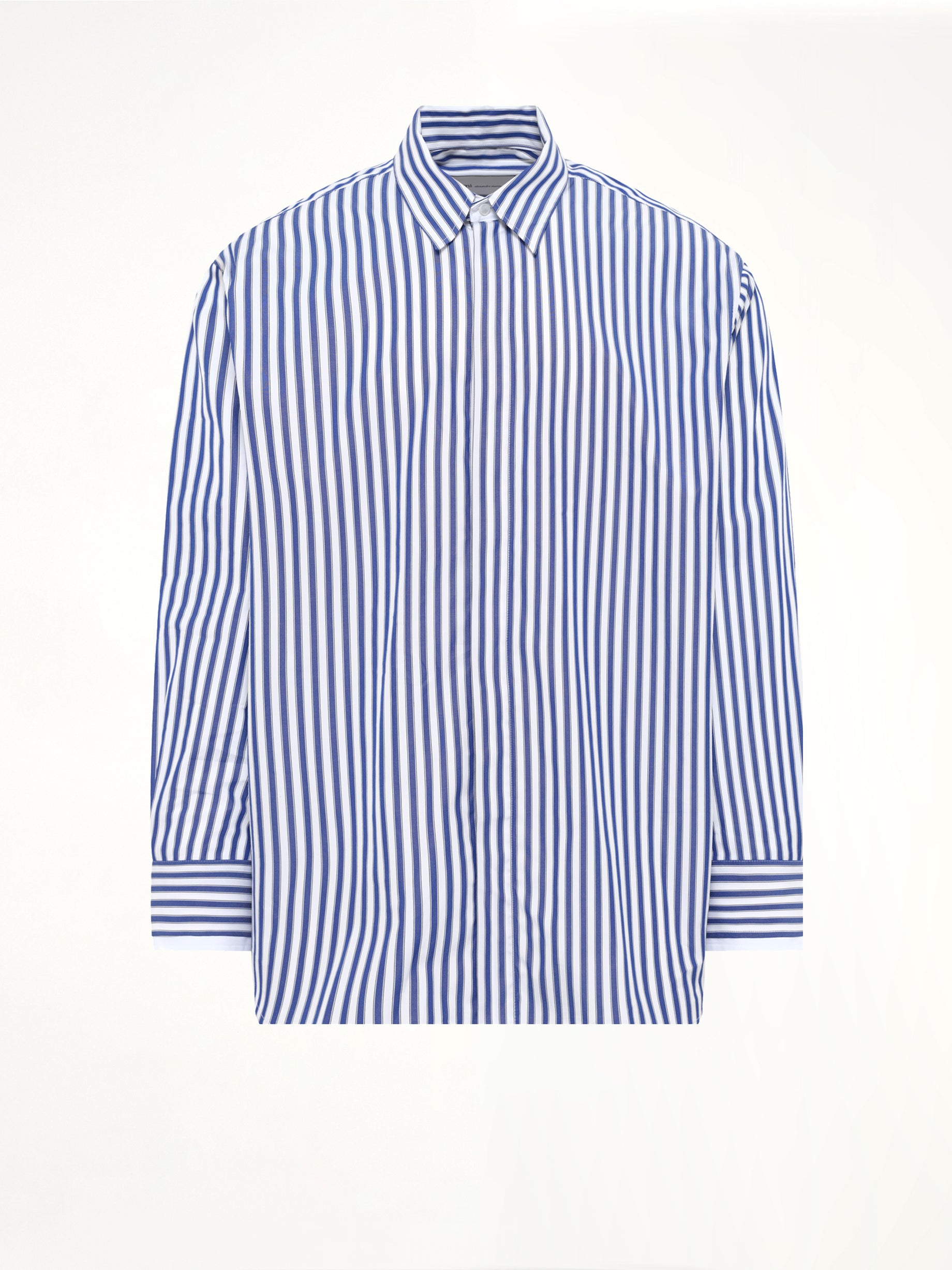Double Sleeves Large Fit Shirt in Blue Stripe