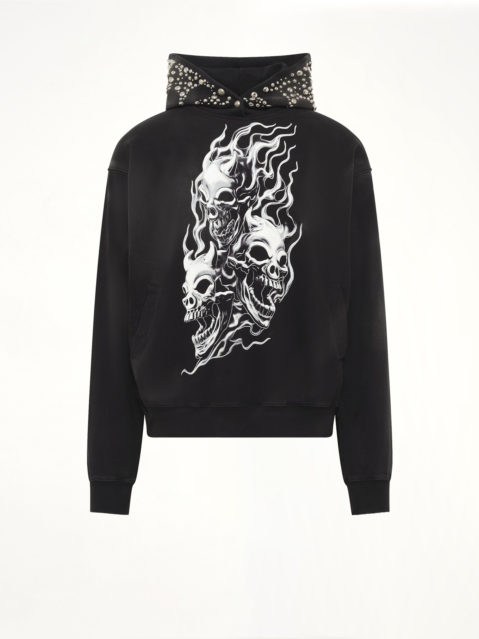 Hotheaded Riding Skull Hoodie in Black