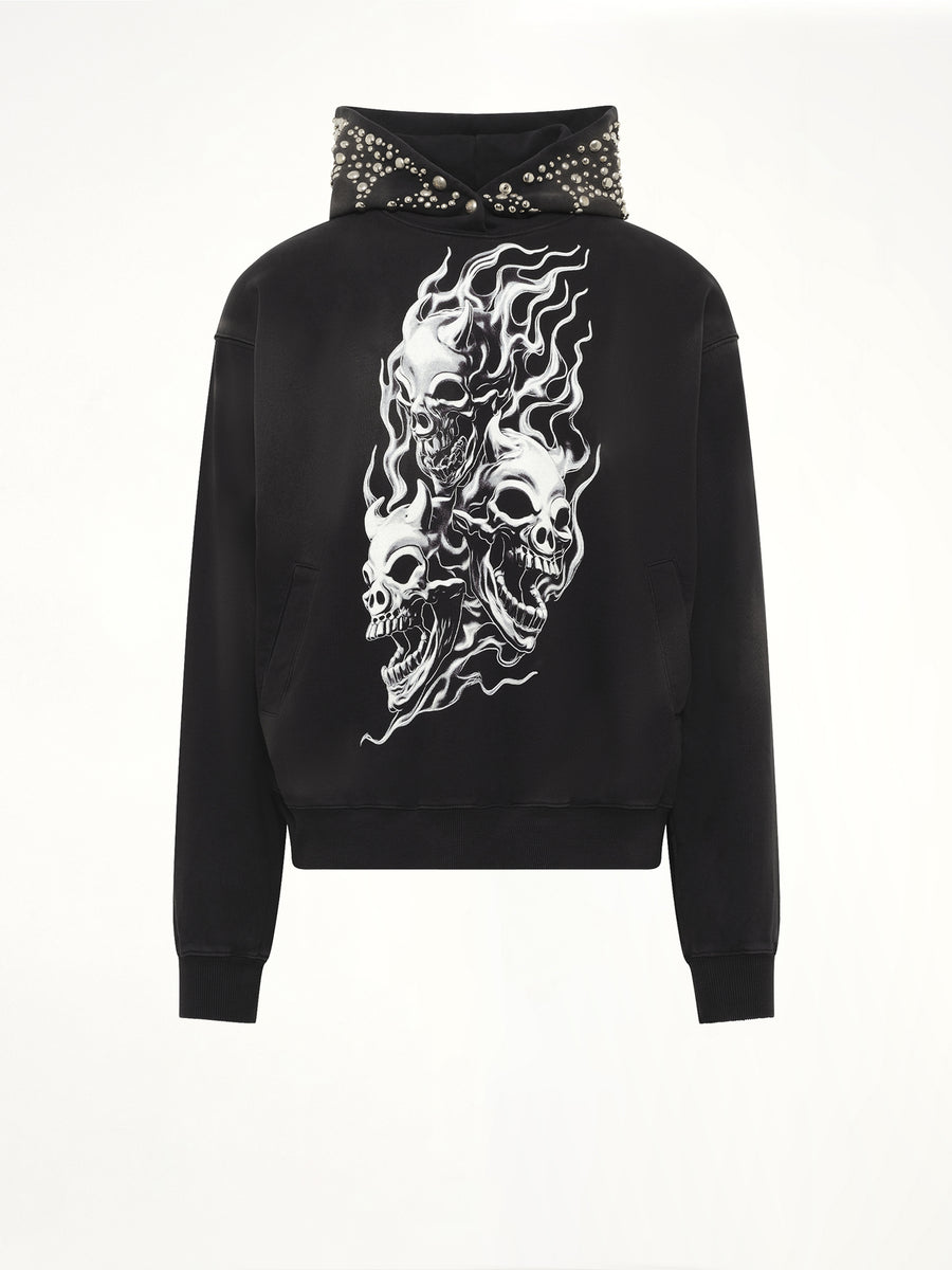 Hotheaded Riding Skull Hoodie in Black