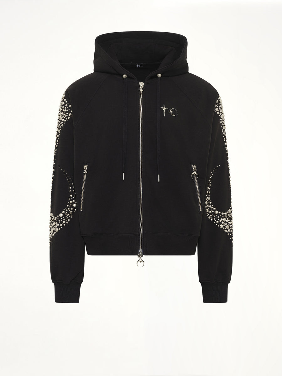 Iron Steel Focus Zip-Up Hoodie in Black